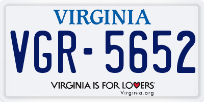 VA license plate VGR5652