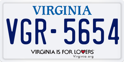 VA license plate VGR5654