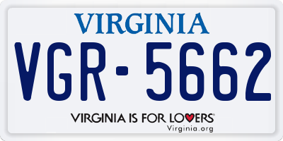 VA license plate VGR5662
