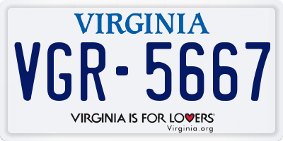 VA license plate VGR5667