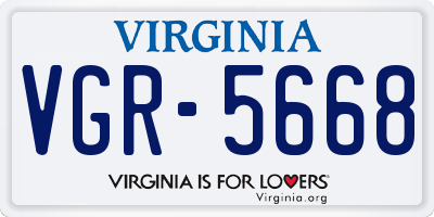 VA license plate VGR5668