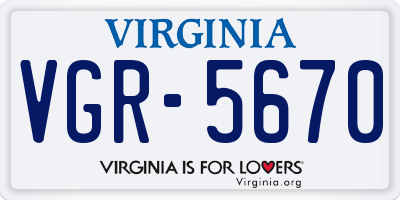 VA license plate VGR5670