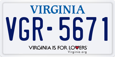 VA license plate VGR5671