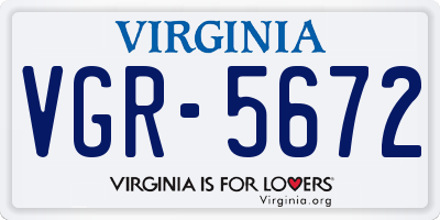 VA license plate VGR5672