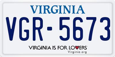 VA license plate VGR5673
