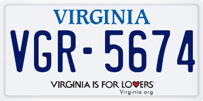 VA license plate VGR5674