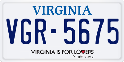 VA license plate VGR5675