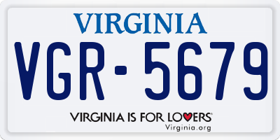 VA license plate VGR5679