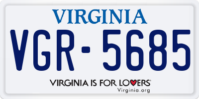 VA license plate VGR5685