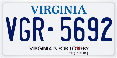 VA license plate VGR5692