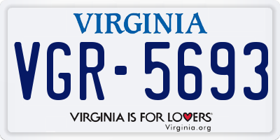 VA license plate VGR5693