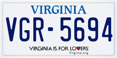 VA license plate VGR5694