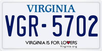 VA license plate VGR5702