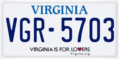 VA license plate VGR5703