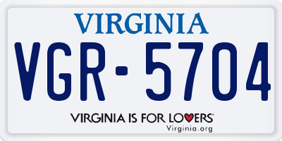 VA license plate VGR5704