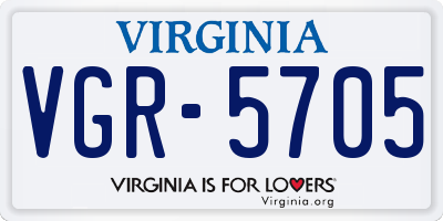 VA license plate VGR5705