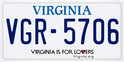 VA license plate VGR5706