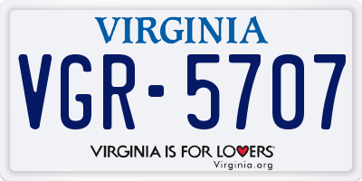 VA license plate VGR5707