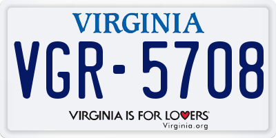 VA license plate VGR5708