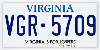 VA license plate VGR5709