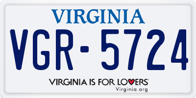 VA license plate VGR5724