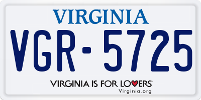 VA license plate VGR5725