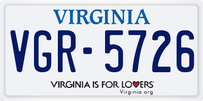 VA license plate VGR5726