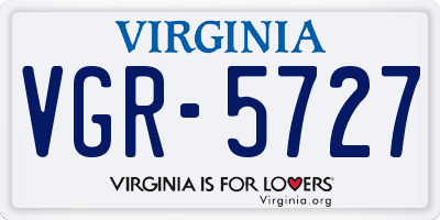 VA license plate VGR5727