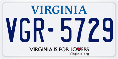 VA license plate VGR5729