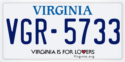 VA license plate VGR5733