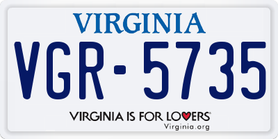 VA license plate VGR5735
