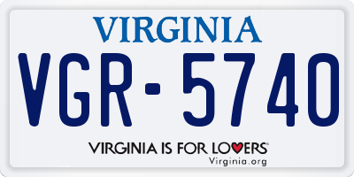 VA license plate VGR5740