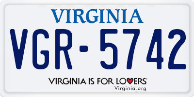 VA license plate VGR5742