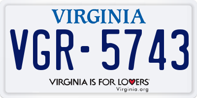 VA license plate VGR5743