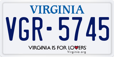VA license plate VGR5745