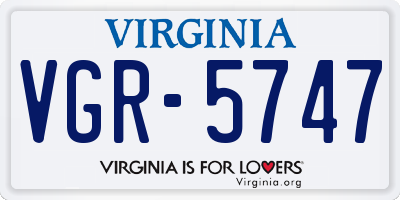 VA license plate VGR5747