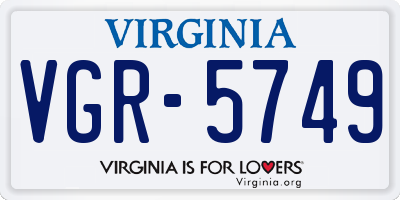 VA license plate VGR5749