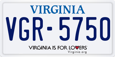 VA license plate VGR5750