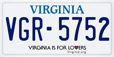 VA license plate VGR5752