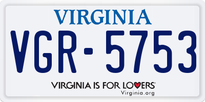 VA license plate VGR5753