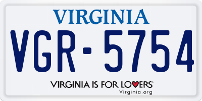 VA license plate VGR5754