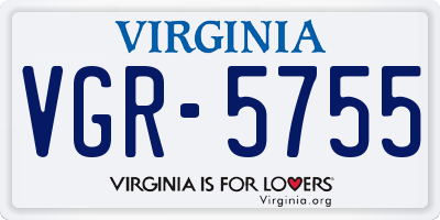VA license plate VGR5755