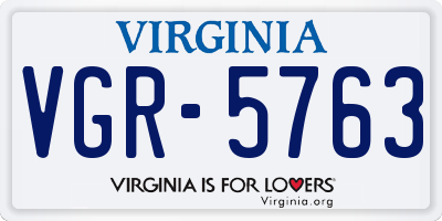 VA license plate VGR5763