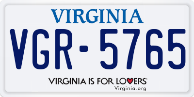 VA license plate VGR5765