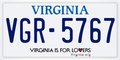 VA license plate VGR5767