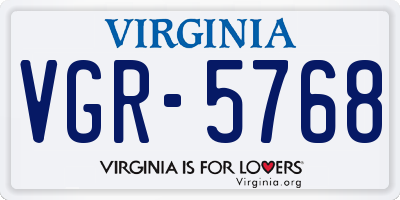 VA license plate VGR5768