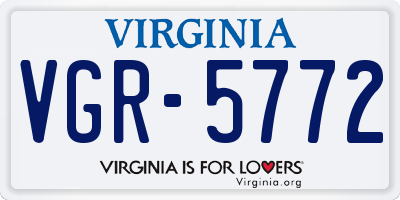 VA license plate VGR5772