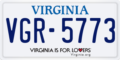 VA license plate VGR5773