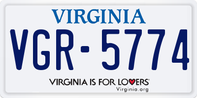 VA license plate VGR5774
