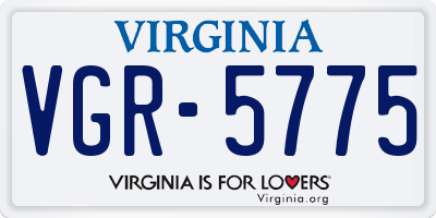 VA license plate VGR5775